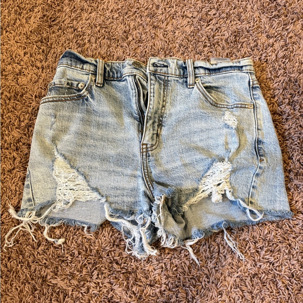 Casual Blue Distressed Jean Shorts